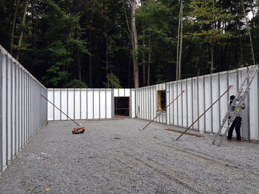 Precast walls set into place